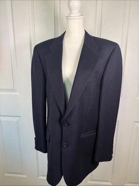 Burberrys Wool Sport Coat Blazer Jacket 2 Button Suit Coat Navy Blue Mens ~40R✨